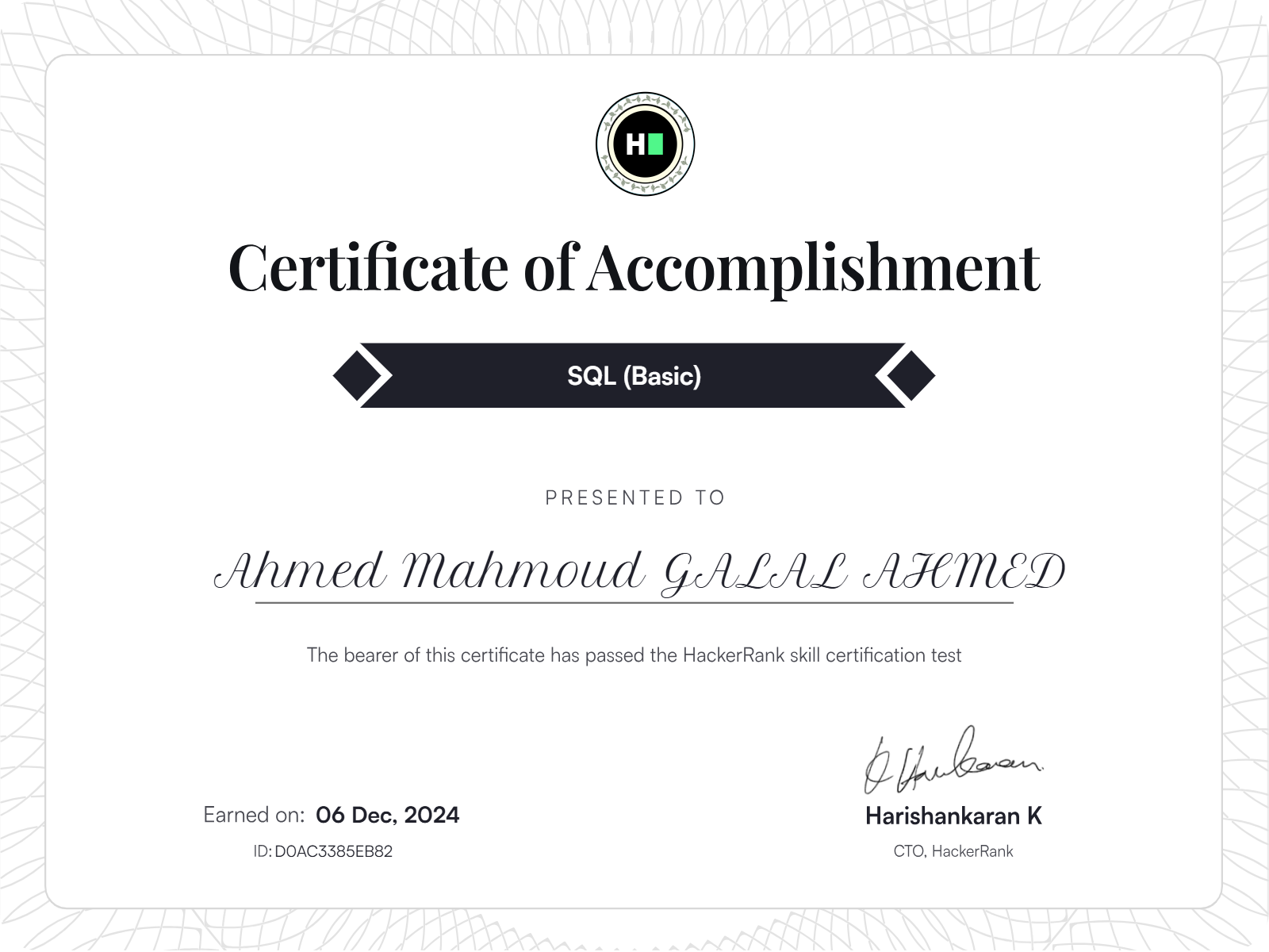 SQL (Basic) Certificate